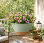 Plastic Hanging Basket With Drainage Saucer And Hanging Chain