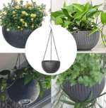 Plastic Hanging Basket Planter With Chain, Indoor/Outdoor Use
