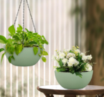 Green Hanging Planter With Chain, Ideal For Balconies - Image 2