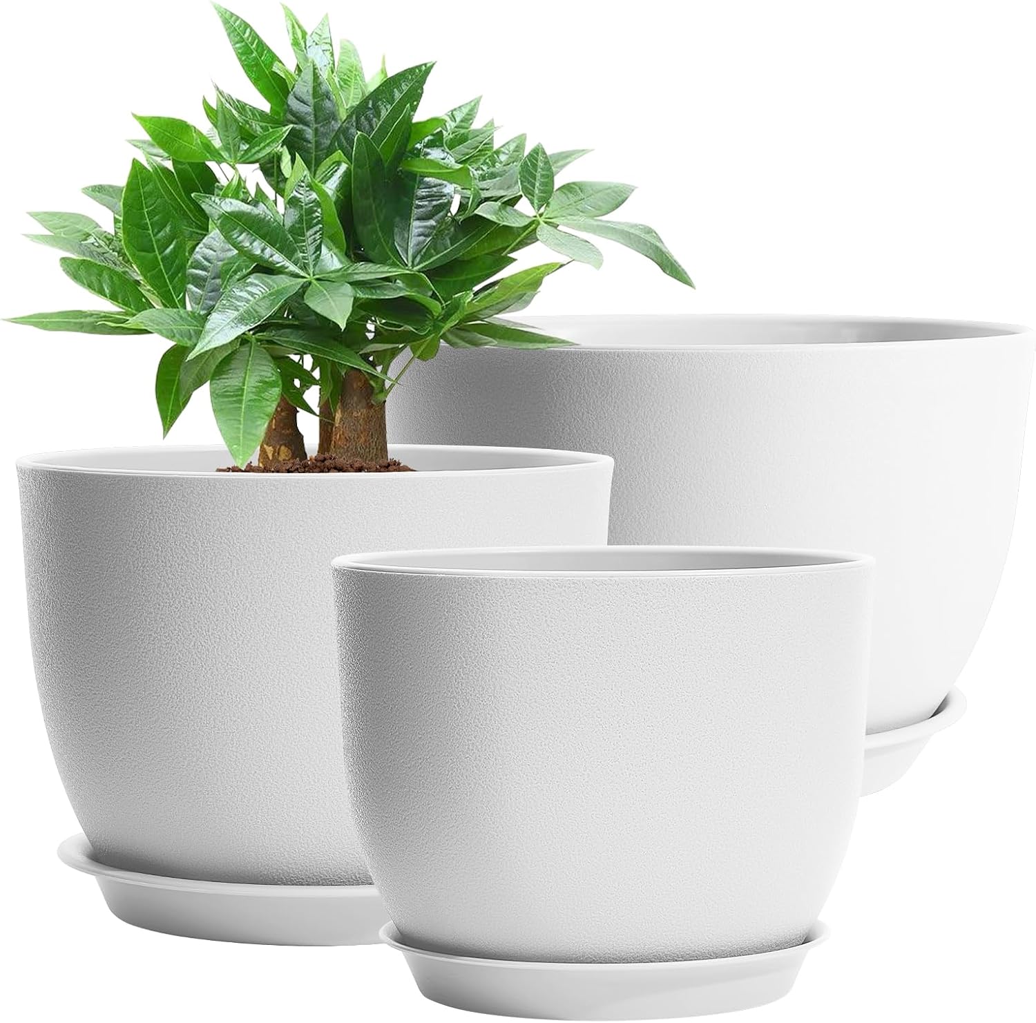 71GWE93xWHL._AC_SL1500_.jpg Large White Plastic Indoor Plant Pots - Image 1