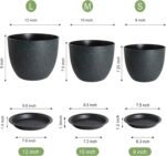 Large Modern Speckled Black Planters With Trays And Drainage Holes - Image 2