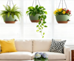 Three-Color Plastic Hanging Basket, Balcony Decor - Image 2